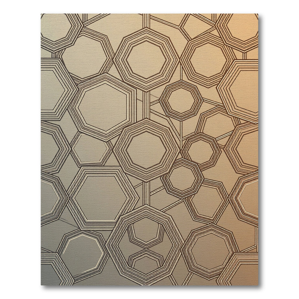 Modern Geometric Bronze Hexagon Gradient Rug