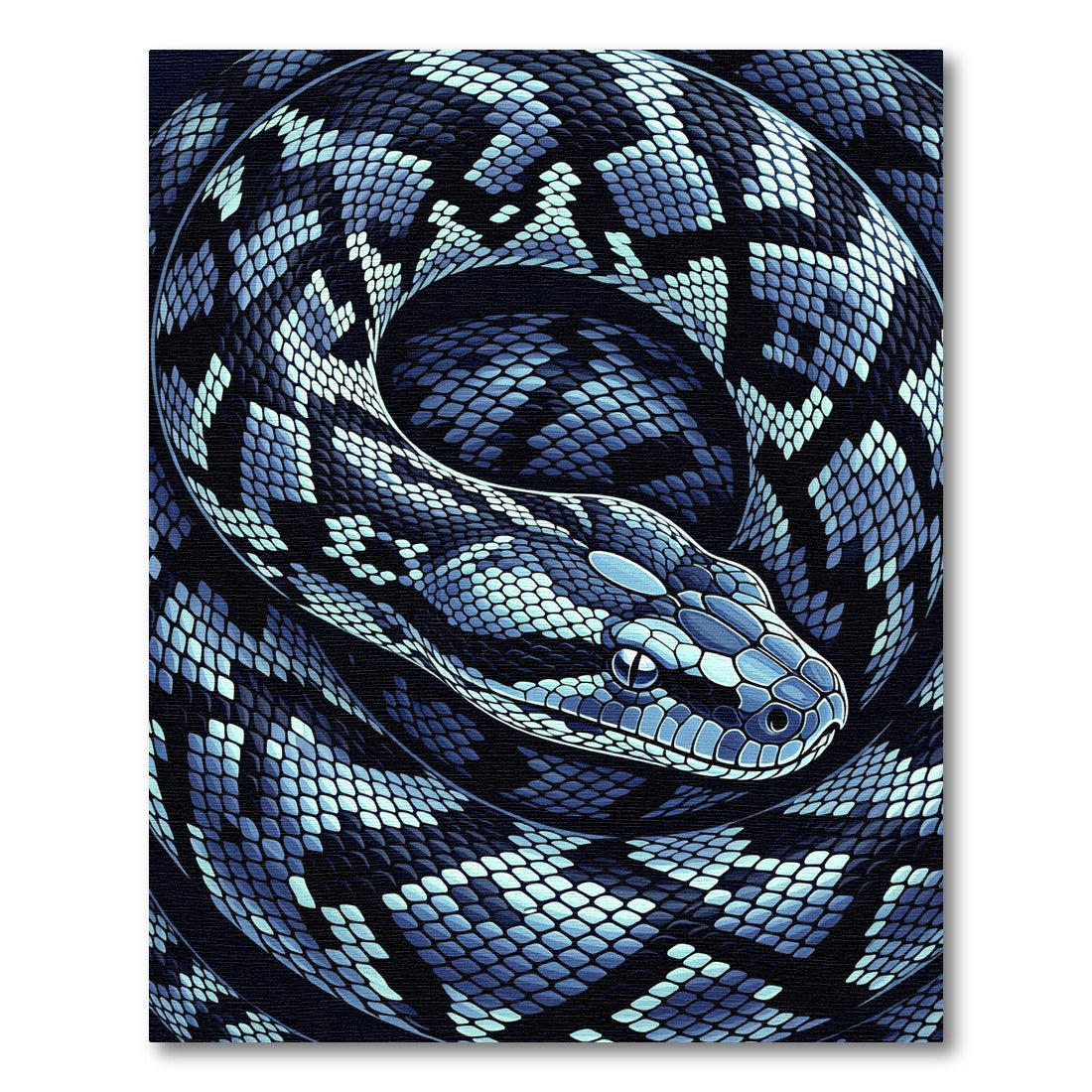 Coiled Blue Serpent Scales Art Rug