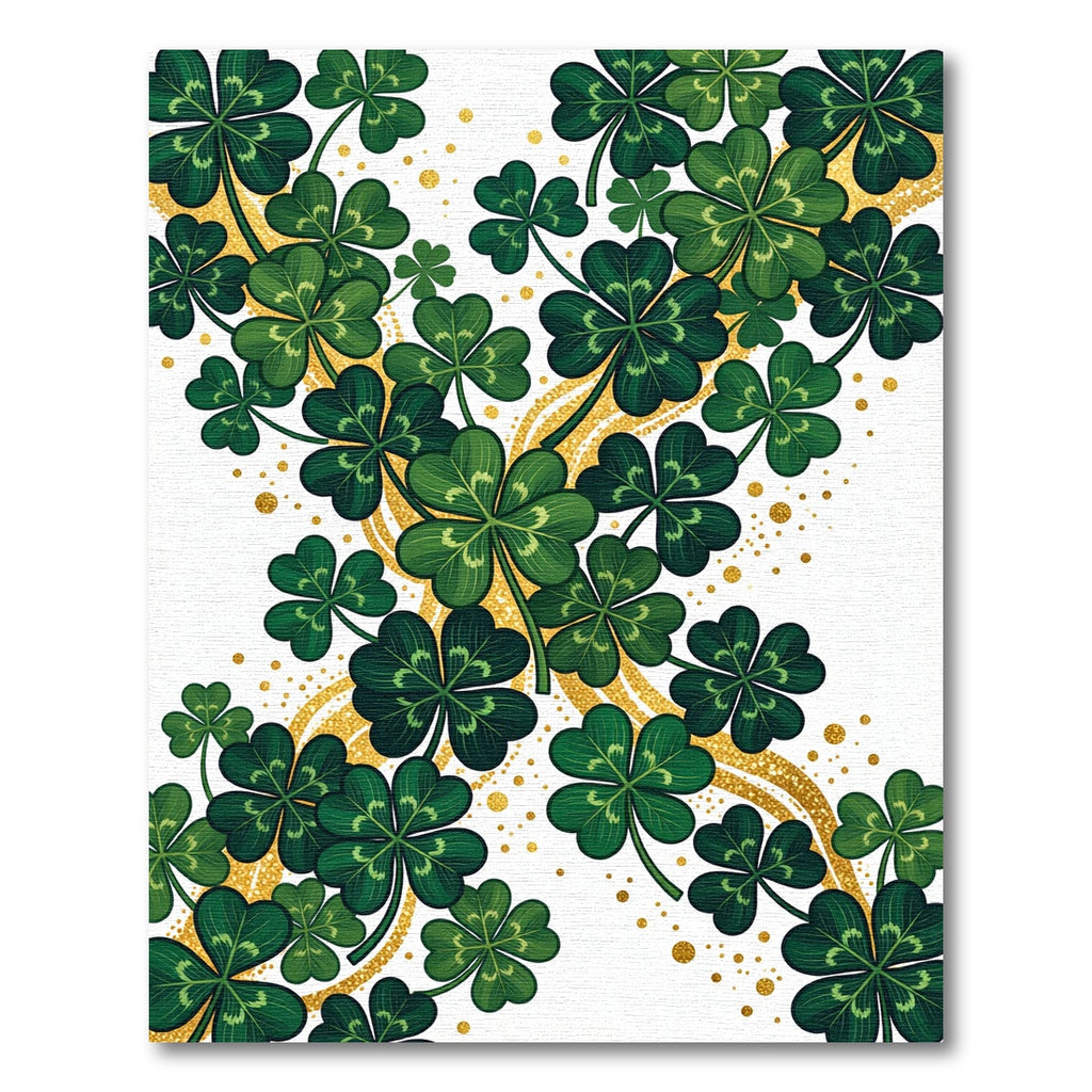 Emerald Shamrock Clover with Golden Sparkles Rug