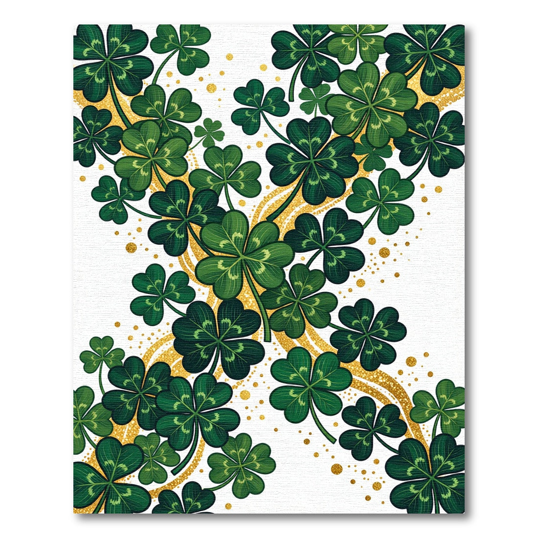 Emerald Shamrock Clover with Golden Sparkles Rug
