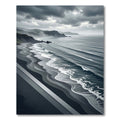 Monochromatic Coastal Wave Landscape Rug