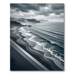 Monochromatic Coastal Wave Landscape Rug