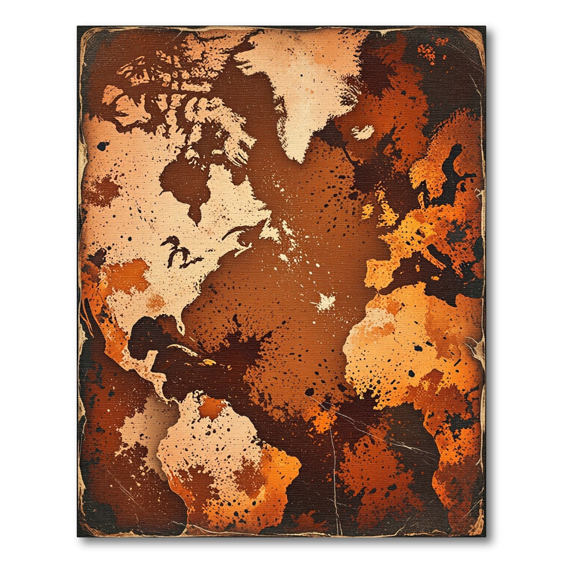 Antique Sepia World Map Abstract Earth Rug
