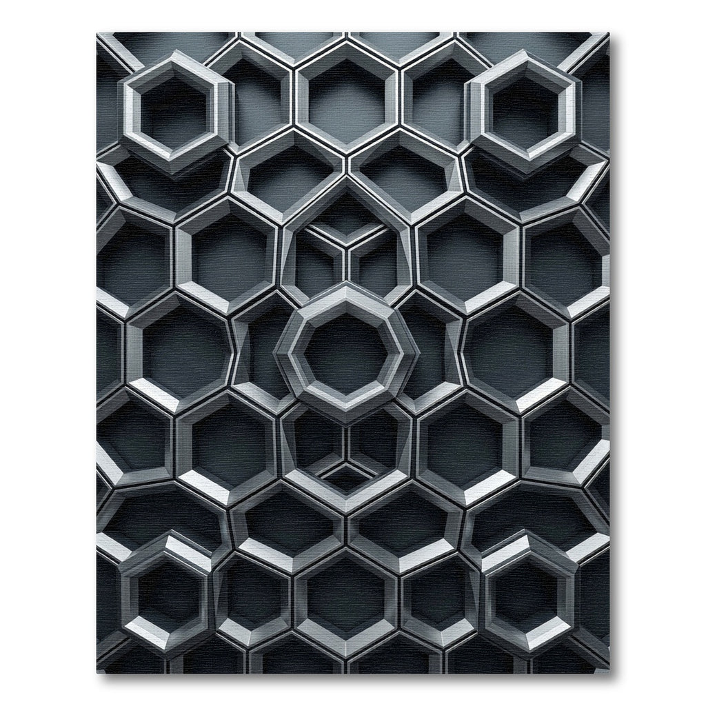 Modern Metallic Silver Geometric Hexagon Rug