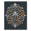 Elegant Silver and Gold Acanthus Scroll Rug