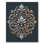 Elegant Silver and Gold Acanthus Scroll Rug