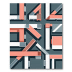 Modern Geometric Peach and Slate Composition Rug