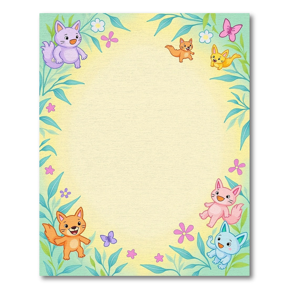 Whimsical Kitty Garden Butterflies Rug