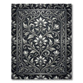 Elegant Silver Floral Scroll Damask Rug