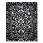 Elegant Silver Floral Scroll Damask Rug