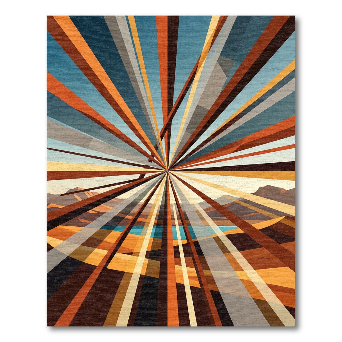 Geometric Sunburst Horizon Lines Rug