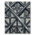 Industrial Gray Geometric Steel Beam Structure Rug