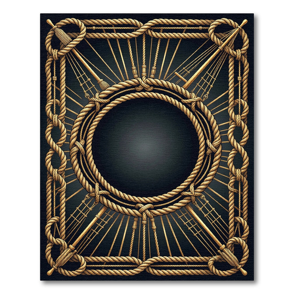 Nautical Golden Rope Sunburst Frame Rug