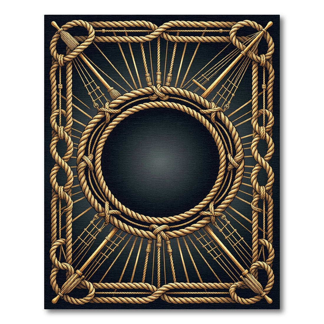 Nautical Golden Rope Sunburst Frame Rug