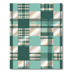 Teal Emerald Gold Plaid Patchwork Rug