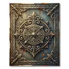 Antique Bronze Filigree Ornate Medallion Rug