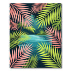 Lush Tropical Palm Leaf Jungle Scene Rug