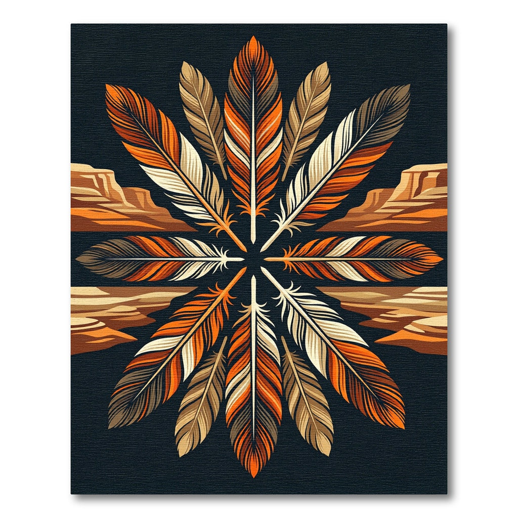 Earthy Feather Mandala Canyon Sunset Rug
