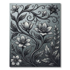 Ornate Monochrome Floral Vine Rug