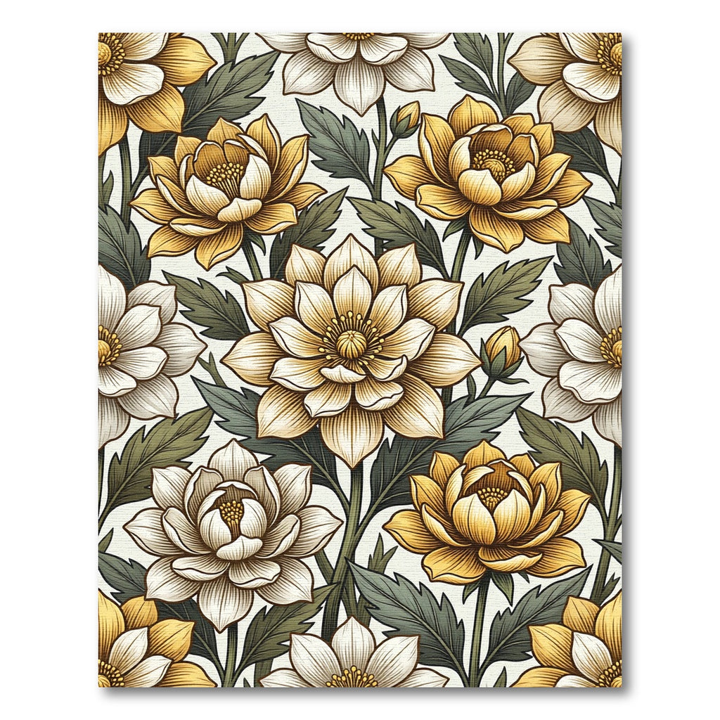 Golden Primrose Botanical Floral Cream Rug