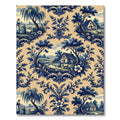 Blue Toile Countryside Pastoral Scenic Meadow Rug