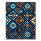 Vibrant Blue and Orange Geo Floral Rug