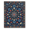 Navy Blue Coral Floral Arch Rug