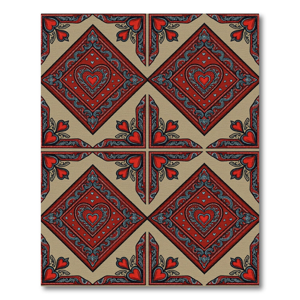 Rustic Red Heart Medallion Diamond Rug