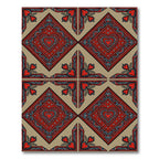 Rustic Red Heart Medallion Diamond Rug