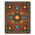 Vibrant Sunburst Cross Geometric Earthy Rug