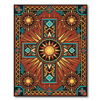 Vibrant Sunburst Cross Geometric Earthy Rug