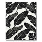 Monochrome Tropical Leaf Overlay Rug