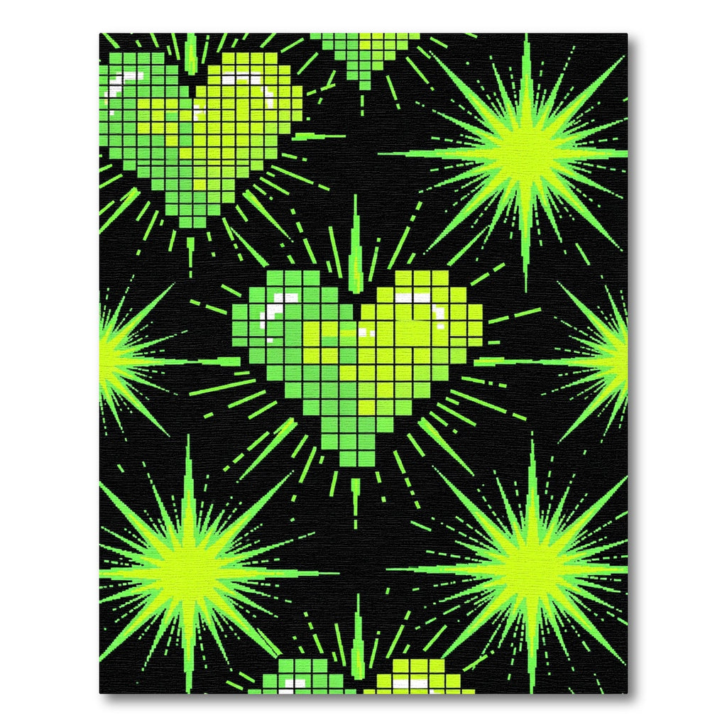 Neon Pixel Heart Burst Matrix Rug