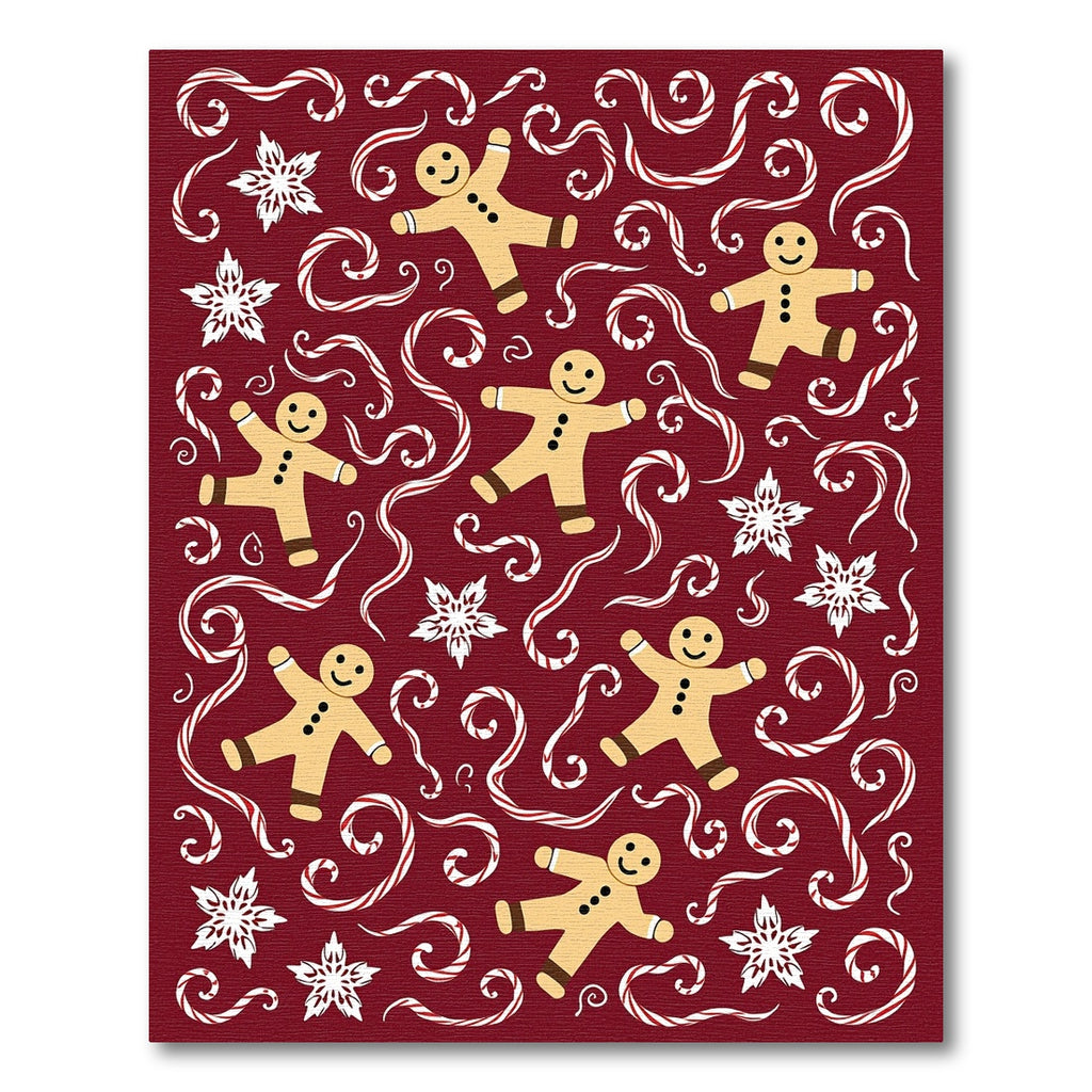 Red Gingerbread Candy Cane Snowflakes Rug