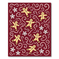 Red Gingerbread Candy Cane Snowflakes Rug