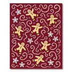 Red Gingerbread Candy Cane Snowflakes Rug