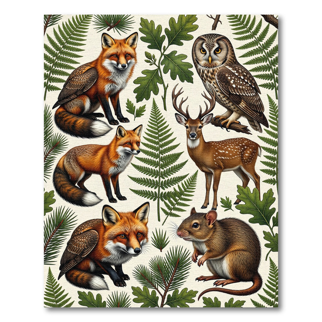 Enchanted Woodland Animal Forest Fern Rug