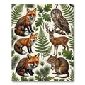Enchanted Woodland Animal Forest Fern Rug
