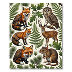 Enchanted Woodland Animal Forest Fern Rug
