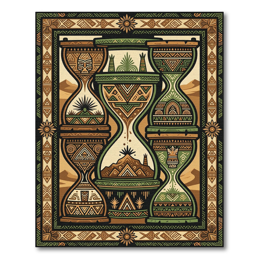 Tribal Earthy Hourglass Symmetry Rug