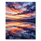 Abstract Sunset Horizon Watercolor Landscape Rug