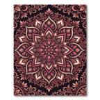 Elegant Burgundy Floral Mandala Tapestry Rug