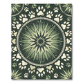 Sage Green Paw Starburst Mandala Rug