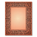 Coral And Black Geometric Frame Rug