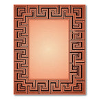 Coral And Black Geometric Frame Rug