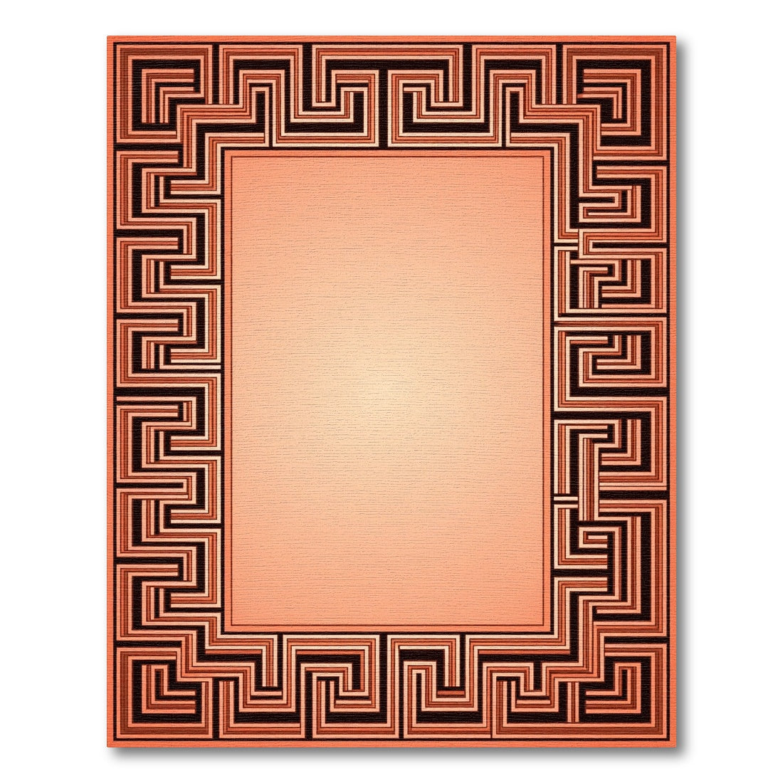 Coral And Black Geometric Frame Rug