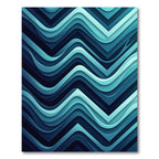 Deep Teal Wave Chevron Rug