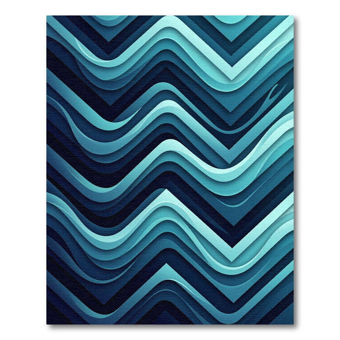 Deep Teal Wave Chevron Rug