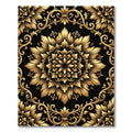 Luxurious Golden Floral Filigree Medallion Rug