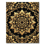 Luxurious Golden Floral Filigree Medallion Rug